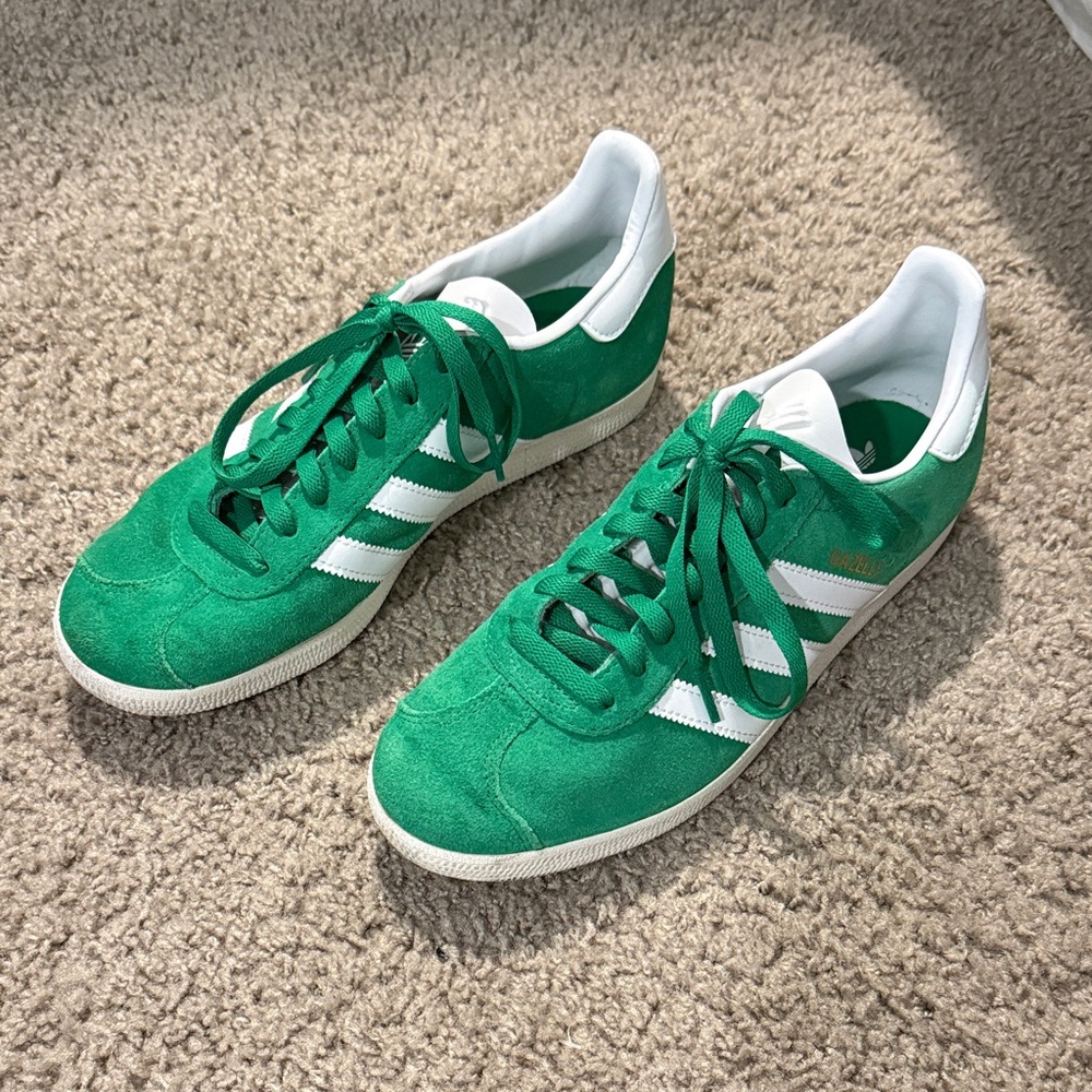 Adidas Green and White Gazelle Sneakers